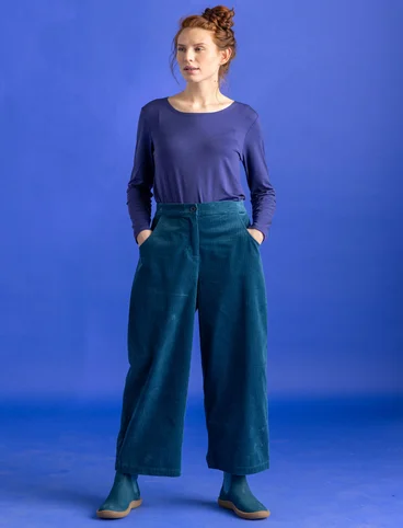 Organic cotton/elastane corduroy trousers - dark petrol blue