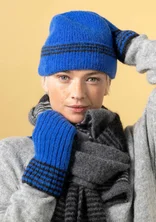 “Stripe” hat in an alpaca blend - sapphire blue