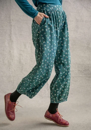 Pantalon "Mud" en coton biologique tissé - indigo vert foncé