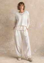 Woven linen trousers - light ecru