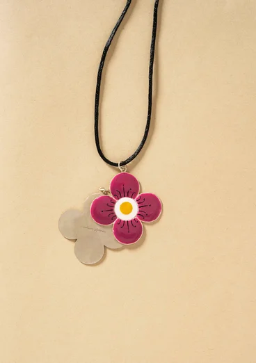 “Ulla” necklace in silver - cerise