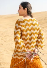 “Rose” sweater in recycled cotton - mustard/striped