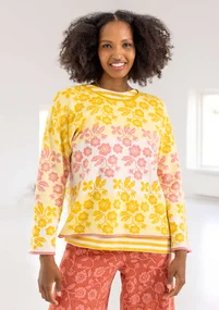 “April” sweater in organic/recycled cotton - mango