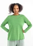 Organic cotton striped essential top (basil/pea green S)