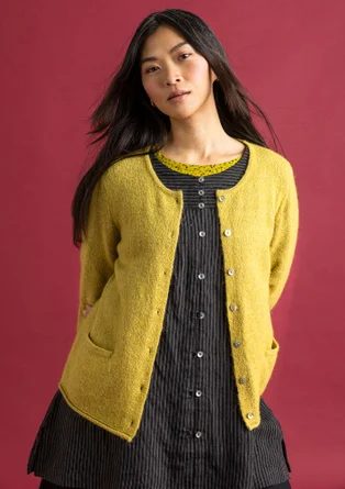 Cardigan in an alpaca blend - olive oil/melange