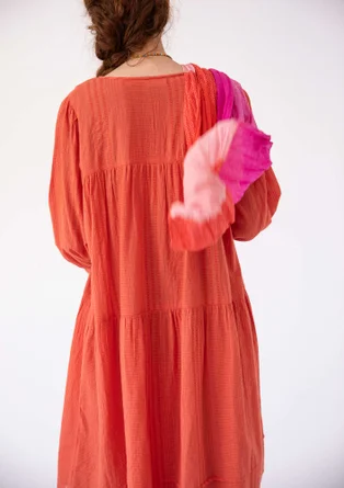 “Thea” woven dress in organic cotton dobby - apricot