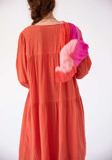 “Thea” woven dress in organic cotton dobby - apricot