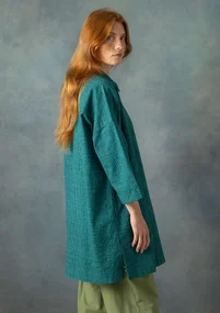 Tunique chemise tissée "Pavement" en coton  - vert forêt humide