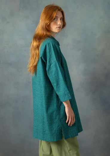 Tunique chemise tissée "Pavement" en coton  - vert forêt humide