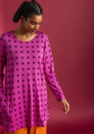 �“Tyra” jersey tunic in organic cotton/modal - cerise/patterned