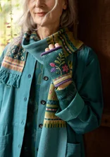 “Louise” fingerless gloves in a wool blend - peacock green