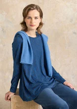 “Ellen” striped/solid-colored jersey tunic in organic cotton/modal - ink blue/patterned