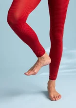 Striped leggings in recycled polyamide - lingonberry/wild strawberry