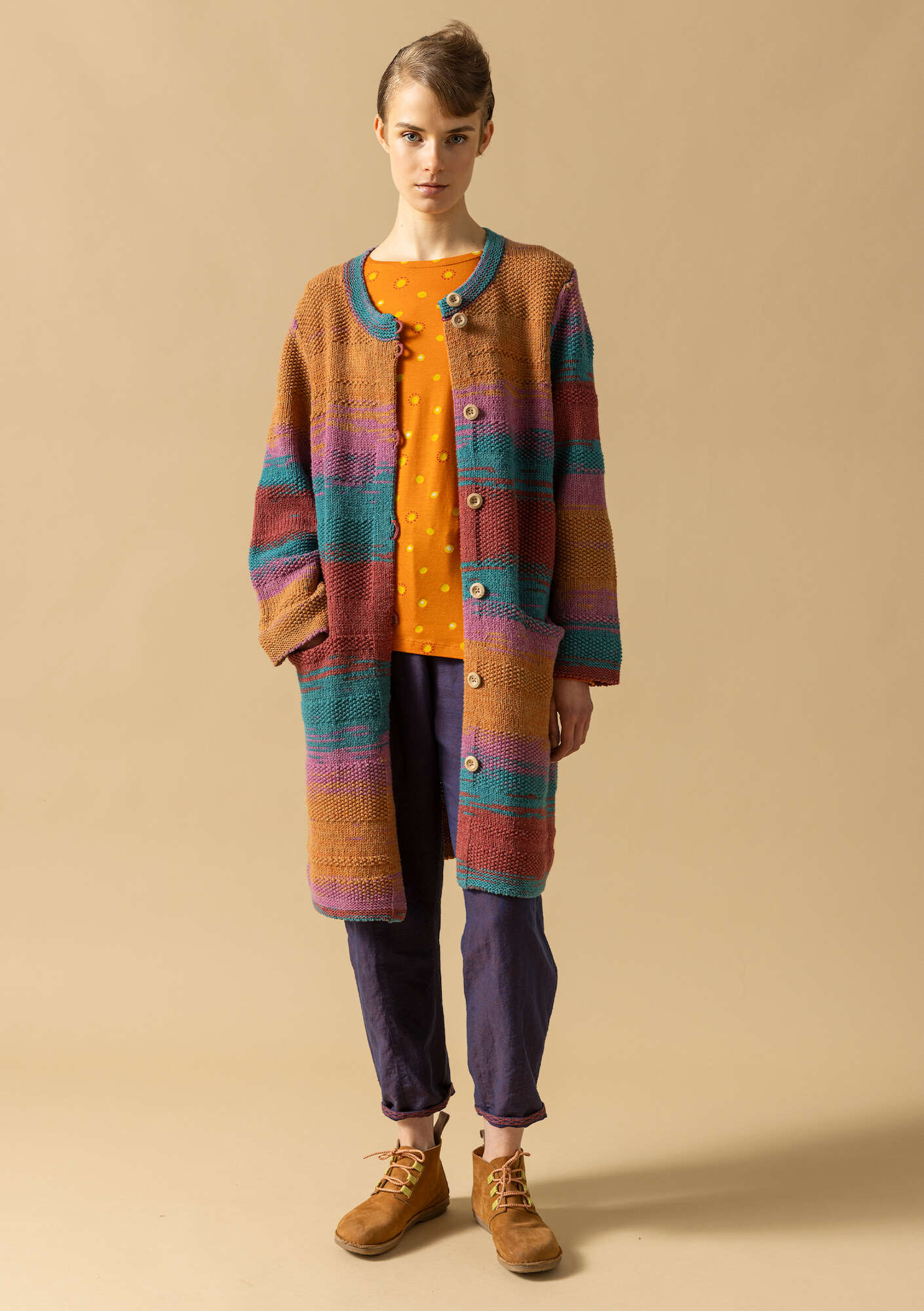 Ella” long cardigan in wool/organic cotton gudrunsjoden.com