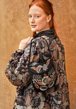 “Hana” embroidered bag in organic cotton - black