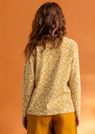 “Ylva” jersey top in organic cotton/spandex - mustard/patterned