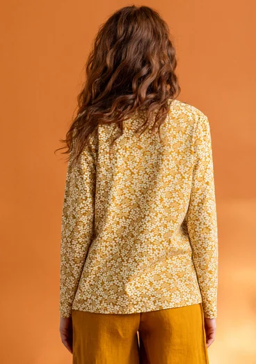 “Ylva” organic cotton/elastane jersey top - mustard/patterned