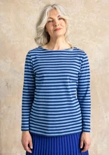 Striped long-sleeved top in organic cotton - indigo blue/mild blue
