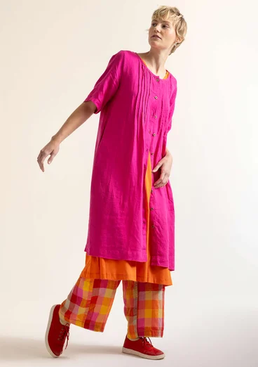 “Seraj” woven dress in linen - pink begonia