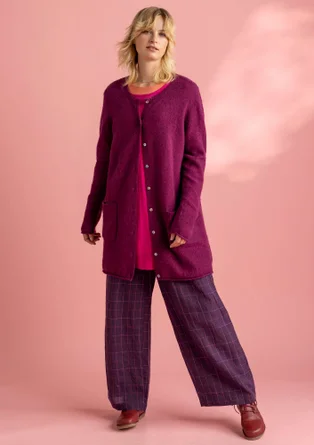 Long cardigan in wool/cotton/alpaca - grape