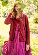 Cardigan in organic/recycled cotton - pomegranate