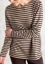 Essential striped top in organic cotton - mullberry/dark natural