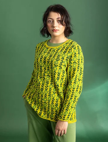 “Jasmine” Bästis sweater in recycled cotton - lime green/patterned