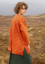 Striped jersey tunic in organic cotton - chilli/aubergine