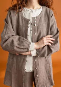 “Asta” woven linen smock blouse - light potato