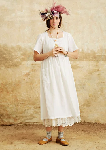 Woven “Tania” dress in organic cotton - light ecru