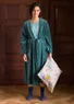 Robe de chambre en coton biologique/polyester recyclé (vert indigo S/M)