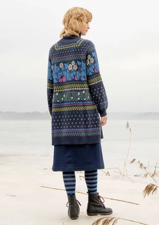 “Borealis” organic and recycled cotton/wool knit tunic - ink blue