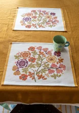 Set de table « Wild rose » en coton biologique - henné