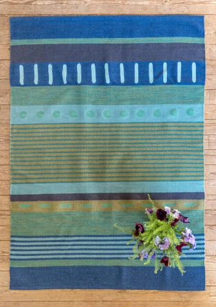 Tapis "Freja" en laine - vert bouteille clair