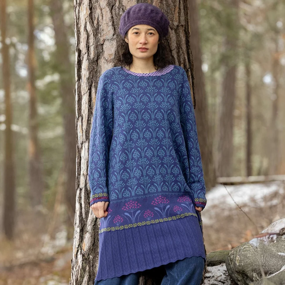 “Alma” knit dress in organic/recycled cotton - violet