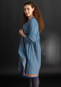 Robe tissée « Ava » en coton biologique - bleu lin