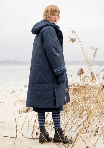 “Svalbard” woven quilted coat - ink blue