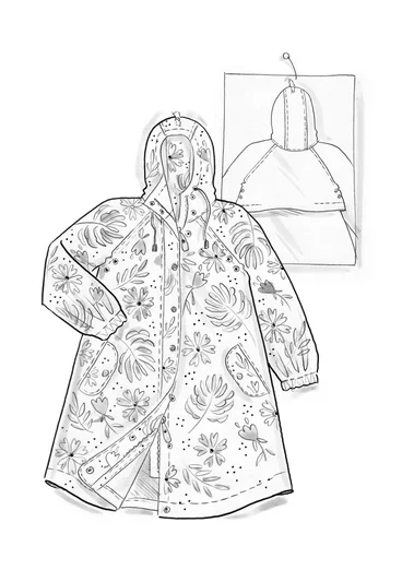 “Hedda” woven organic cotton raincoat - black/patterned