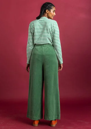 Pantalon en velours de coton biologique/polyester recyclé - vert océan