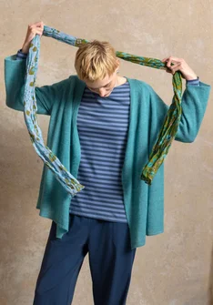 Cardigan in wool/cotton/alpaca - teal/melange