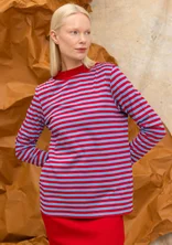 Striped long-sleeved top in organic cotton - amaryllis/mild blue