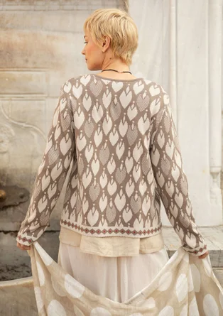 “Lale” cardigan in organic/recycled cotton - light potato