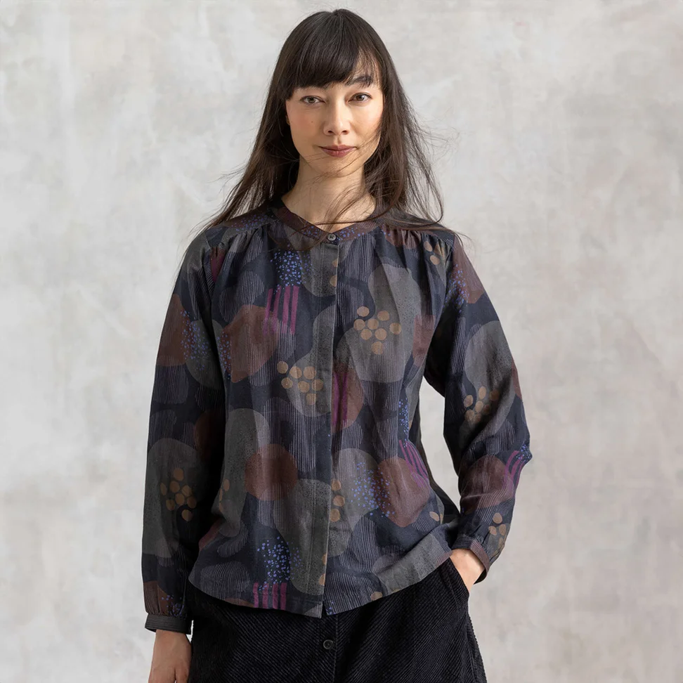 “Fizz” blouse in linen/modal - black