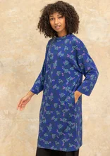 “Hillevi” floral/solid-colour lyocell/elastane jersey dress - indigo blue/patterned