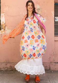 “Aquarelle” woven organic cotton dress - multicoloured