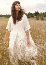 “Seraj” woven dress in linen - light ecru