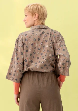 Overhemdblouse "Ida" van geweven wolmix - taupe/dessin