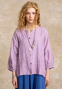 Linen blouse - powder purple/striped