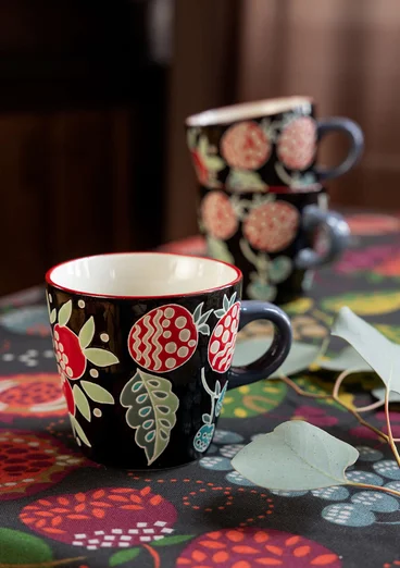 Tasse "Fruits" en céramique - gris cendré foncé