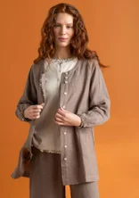 Woven “Asta” artist’s blouse in linen - light potato